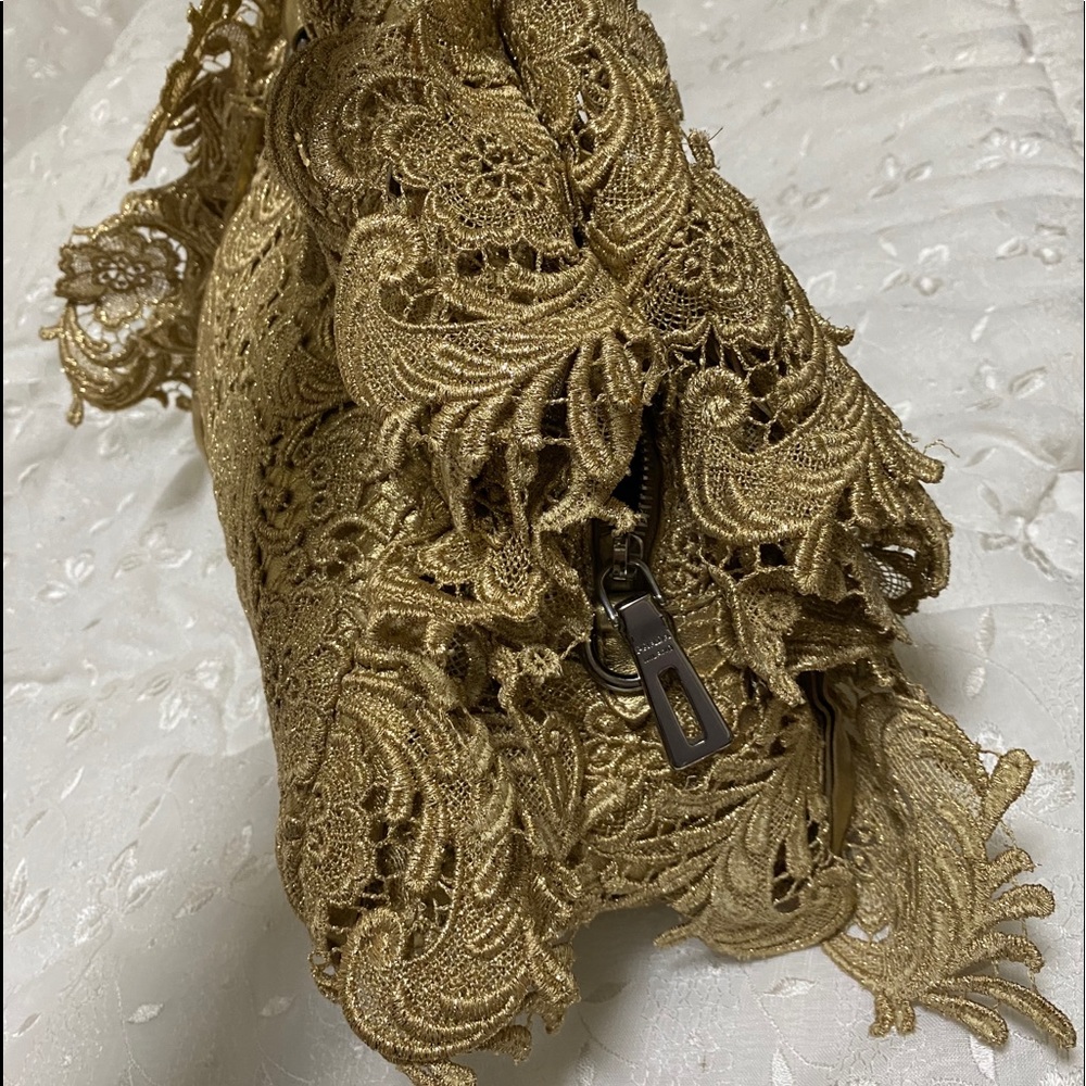 New Gold Prada leather and lace bag - Picture 10 of 12